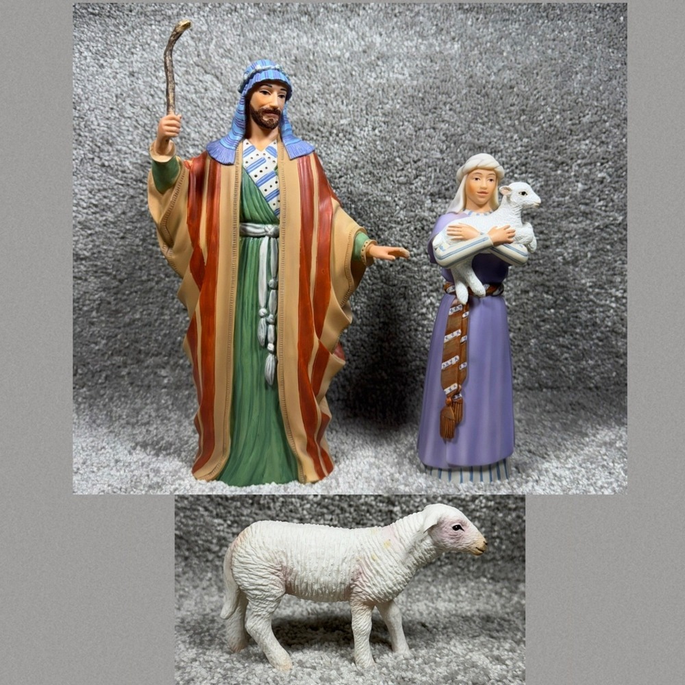 Lenox Miracle In Bethlehem Shepherds Sheep Lamb Nativity 3pc Set Lynn Bywaters